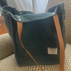 Feed Project turquoise tote bag / shopper with many pockets!